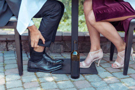 Man and woman ankles under table