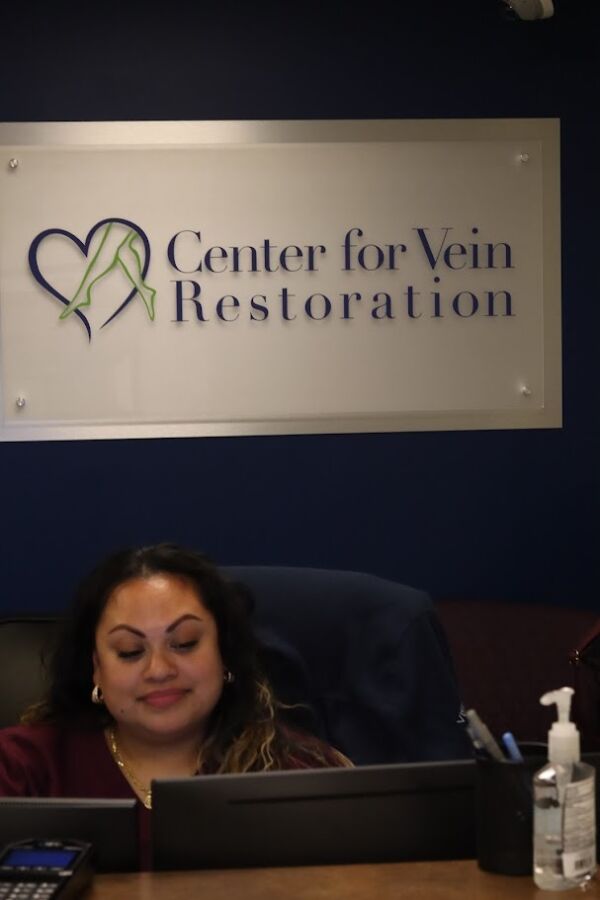 Interior photo at the Norwalk, CT location of Center for Vein Restoration showing the front desk