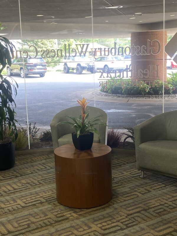 Interior photo of the Glastonbury, Connecticut location of center for Vein Restoration showing the waiting area