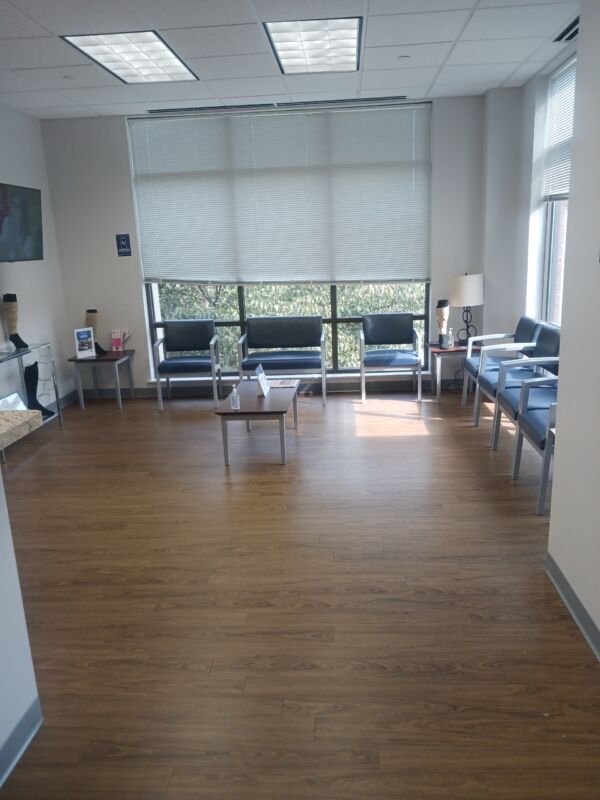 Interior Photo of the reception at Center for Vein Restoration in Hamilton, New Jersey showing the waiting area