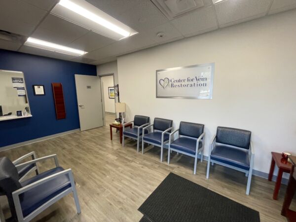 Interior photo of the Horsham, Pennsylvania location of center for Vein Restoration showing the waiting area