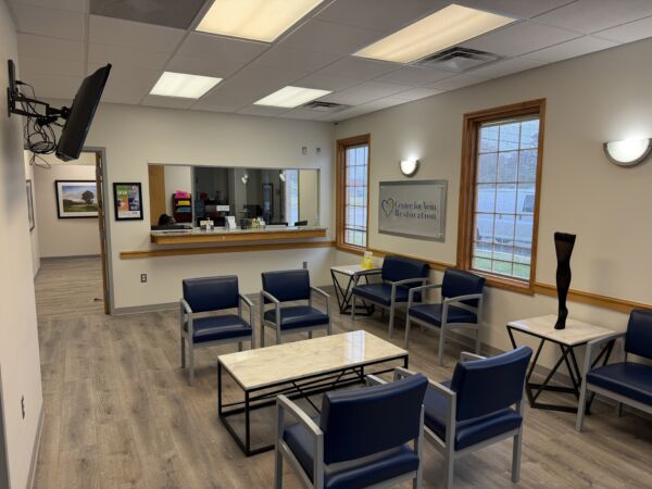 Interior photo of the Salem, New Hampshire location of center for Vein Restoration showing the waiting area
