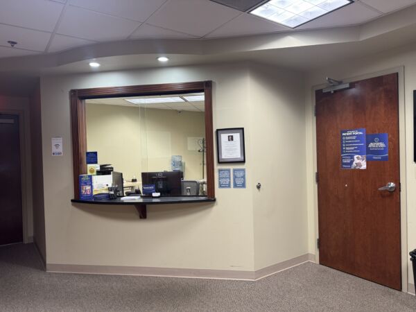Interior photo of the East Brunswick, NJ location at Center for Vein Restoration showing the front desk