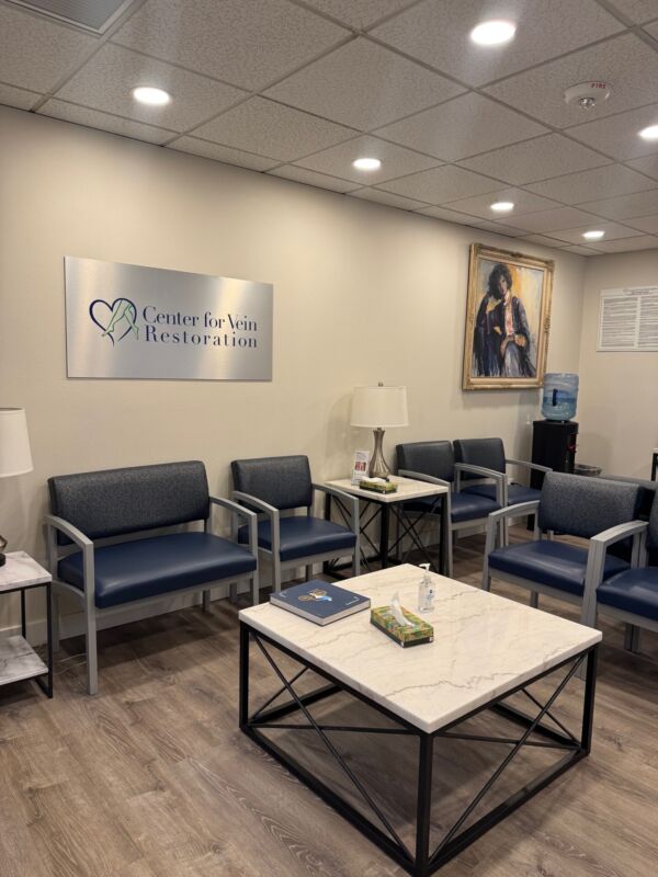 Interior photo of the Mesa, AZ Center for Vein Restoration showing the waiting area
