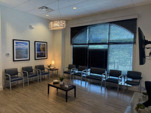 Interior photo of the Hoover, Alabama location of center for Vein Restoration showing the Waiting area