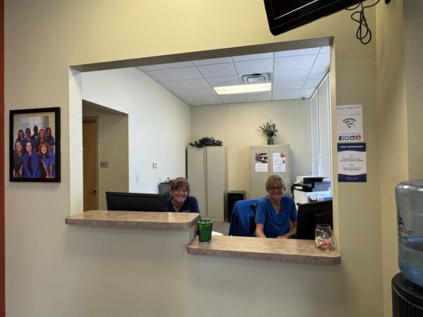 Interior photo of the Avon, Indiana location of center for Vein Restoration showing the Reception desk